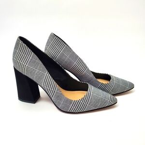 Vince Camuto Black Plaid Block Heel Pumps Size 8